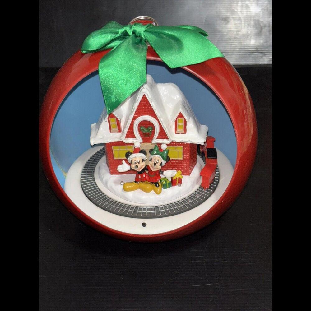 Disney Mickey/Minnie Red Hanging Dome With Lights, Music & Moving Train Works!!